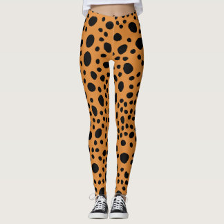 Katze Leopardenfell-Muster Orange Dunkle Punkte Ti Leggings