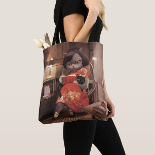 Katze lesen in Cheongsam Tasche