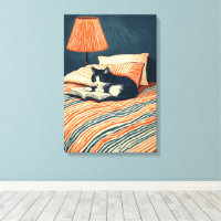 Katze lesend im Bett