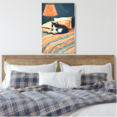 Katze lesend im Bett Leinwanddruck (Insitu (Schlafzimmer))