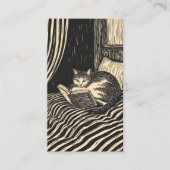Katze lesend im Bett Visitenkarte (Vorderseite)