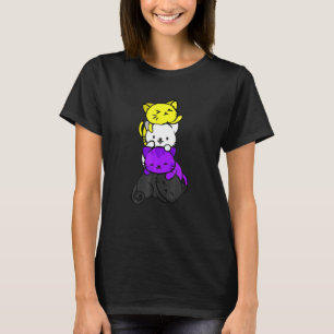 Katze LGB Nichtbinär Flagge Katzen LGBQ Pride Mona T-Shirt