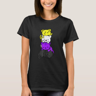Katze LGB Nichtbinär Flagge Katzen LGBQ Pride Mona T-Shirt