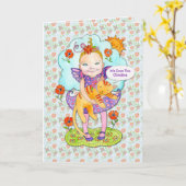 Katze "Liebe Sie" kundengebundener Name für Kind Karte (Gelbe Blume)