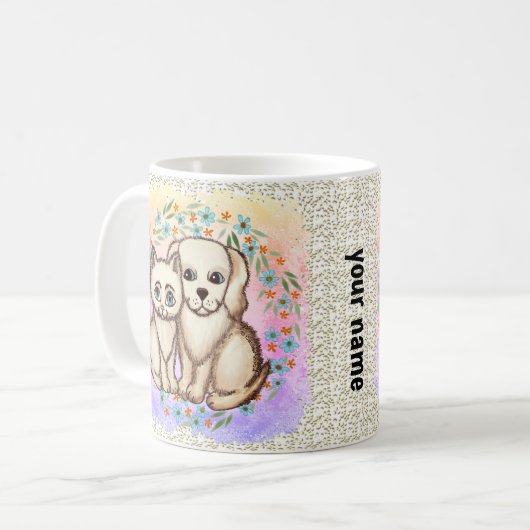 Katze Lieben Hund Kaffeetasse (Vorderseite Links)