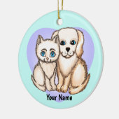 Katze Lieben Hund Keramik Ornament (Links)