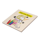 Katze liebt Bücher Fliese (Seite)