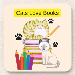 Katze liebt Bücher Getränkeuntersetzer