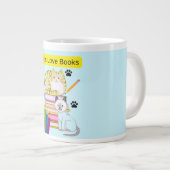 Katze liebt Bücher Jumbo-Tasse (Vorderseite Rechts)