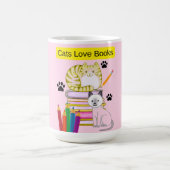 Katze liebt Bücher Kaffeetasse (Mittel)