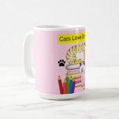 Katze liebt Bücher Kaffeetasse (Vorderseite Links)