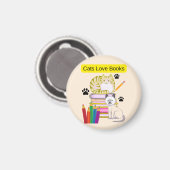 Katze liebt Bücher Magnet (Vorderseite/Rückseite)