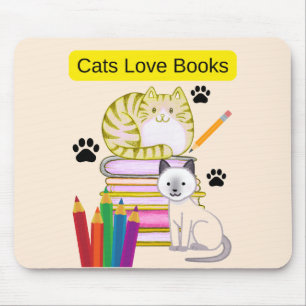 Katze liebt Bücher Mousepad