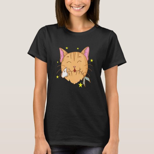 Katze liebt Fisch und Futter T-Shirt (Vorderseite)