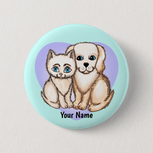 Katze liebt Hund TBA Button (Vorderseite)