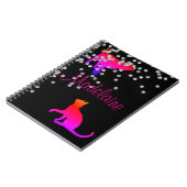 Katze liebt moderne schwarz-rosa Spots Persönlich Notizblock (Linke Seite)