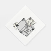 Katze liest Buch Serviette (Ecke)