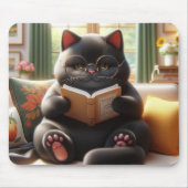 Katze liest ein Buch auf dem Sofa Mousepad (Vorne)