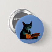 Katze liest ein Buch Button (Vorne & Hinten)