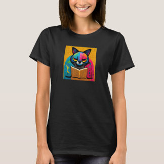 Katze liest ein Buch Design T-Shirt