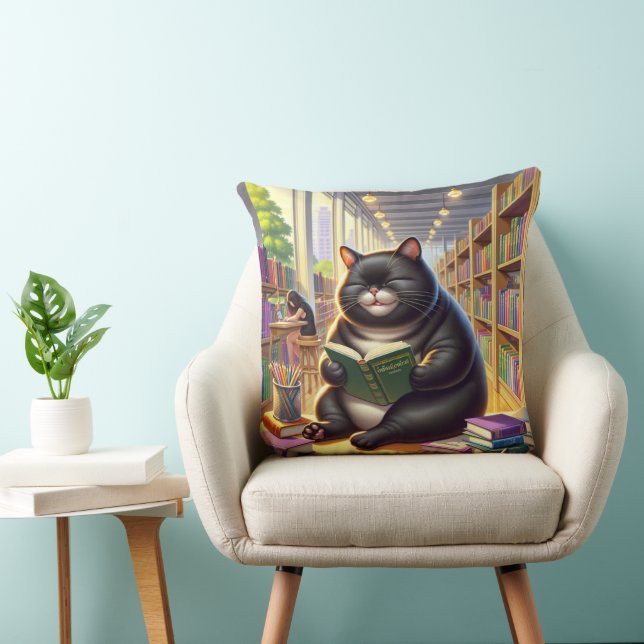 Katze liest ein Buch Kissen (Stuhl )