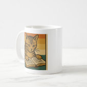 Katze liest ein Buch Tasse (Vorderseite Links)