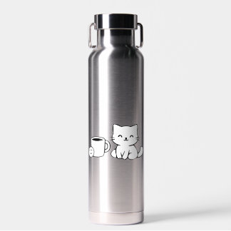 Katze Linienkunst – Minimale schwarze Umrissillust Trinkflasche