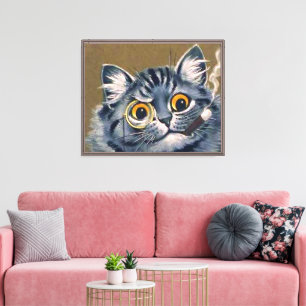 KATZE LOUIS WEGEN RAUCHEN EINES ZIGREICHS KANVAS LEINWANDDRUCK