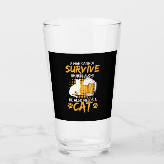 Katze Lover einen Mann mit Bier und Katze Glas (Vorderseite)