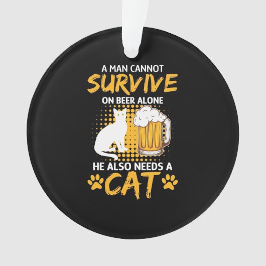 Katze Lover einen Mann mit Bier und Katze Ornament (Vorderseite)