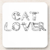 Katze Lover im Cat-Schriftart Getränkeuntersetzer (Vorderseite)