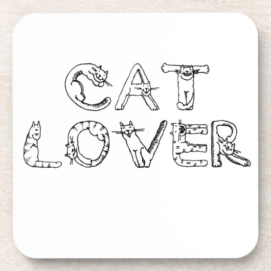 Katze Lover im Cat-Schriftart Getränkeuntersetzer (Vorderseite)