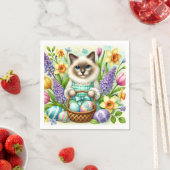 Katze Lover mit Osterkorb und Blume Serviette (Beispiel)