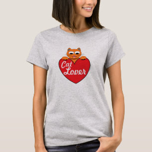 Katze Lover Niedlicher Orangefarbener Cartoon Rote T-Shirt