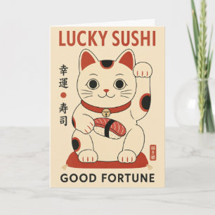 Katze Lucky Sushi Maneki Neko Illustration, Japani Karte