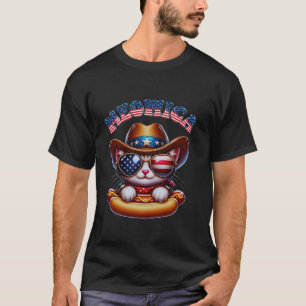 Katze Lustige Meowica 4. Juli Süße Katze Amerikani T-Shirt