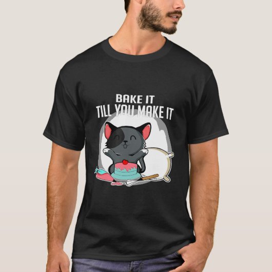 Katze macht Backkoch oder Bäcker T-Shirt (Vorderseite)