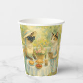 Katze macht ein Picknick im Garten Pappbecher (Vorderseite)