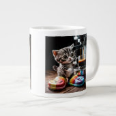 Katze macht Kaffee Jumbo-Tasse (Vorderseite Rechts)
