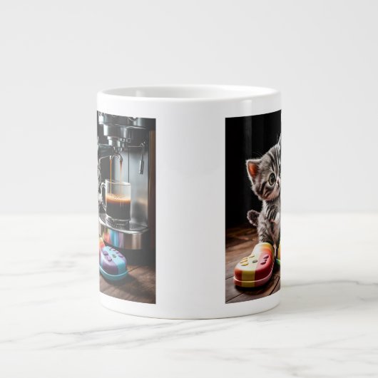 Katze macht Kaffee Jumbo-Tasse (Vorderseite)
