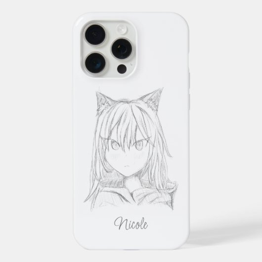 Katze Mädchen iPhone Hülle (Rückseite)