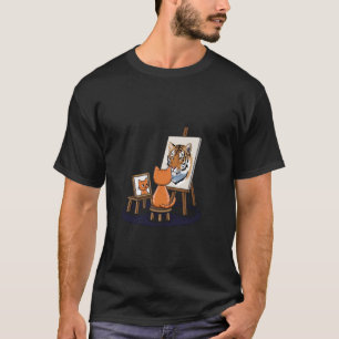 Katze Malen Löwe Künstlerisch Tiere Liebhaber Graf T-Shirt
