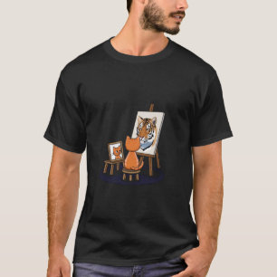 Katze malt Löwe Künstlerische Tierliebhaber Grafik T-Shirt