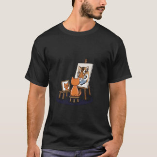 Katze malt Löwe Künstlerische Tierliebhaber Grafik T-Shirt