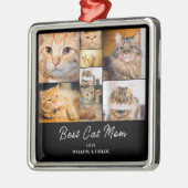Katze Mama 9 Foto Collage Ornament Aus Metall (Links)