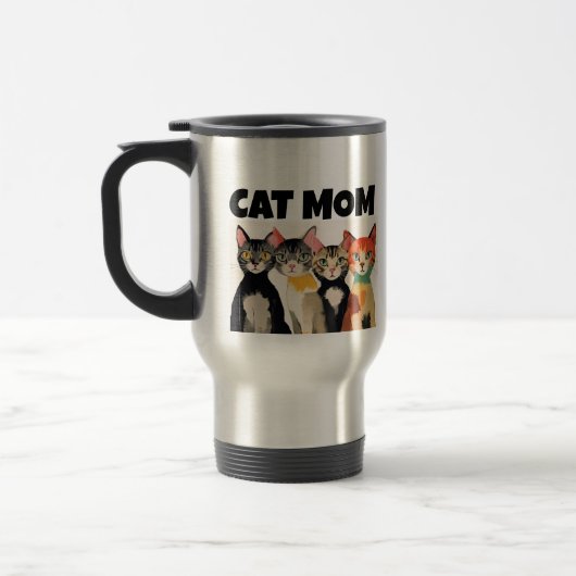 KATZE MAMA FARBIGE KATZEN ART REISEBECHER (Links)