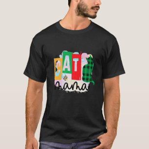 Katze Mama Grafik-Patchwork T-Shirt