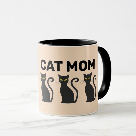 KATZE-MAMA KAFFEE-MUGS, SCHWARZE KATZEN TASSE (VorderseiteRechts)