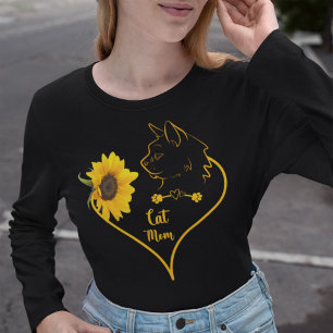 Katze Mama mit Sonnenblumen Niedliche Katzen Liebh T-Shirt