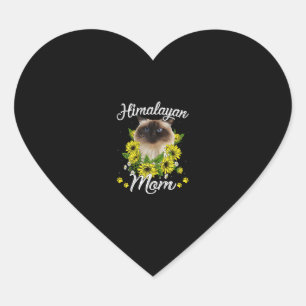Katze Mama Muttertag Geschenke Sonnenblume Himalay Herz-Aufkleber
